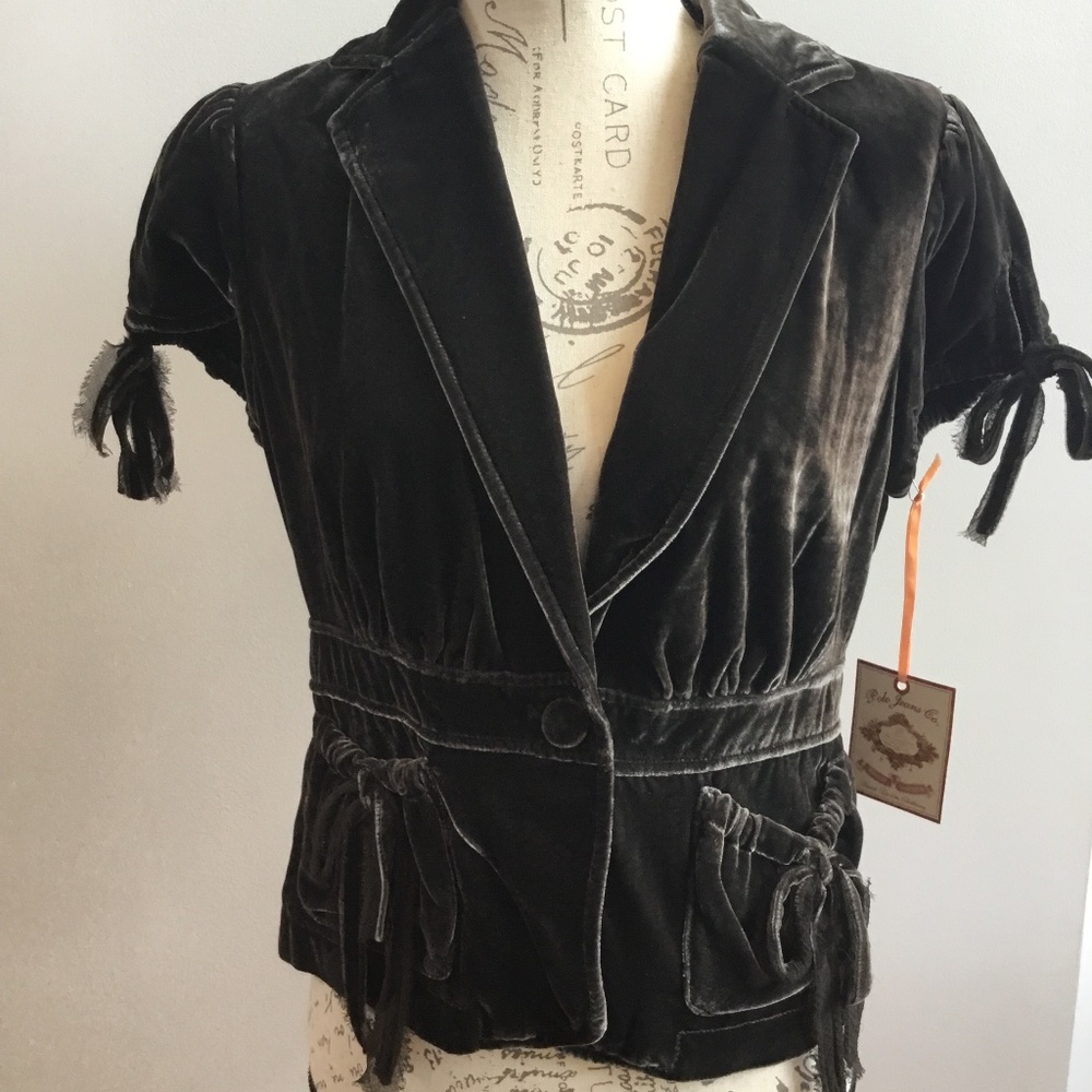 Polo Jean Co velvet jacket/blazer short tie sleeve